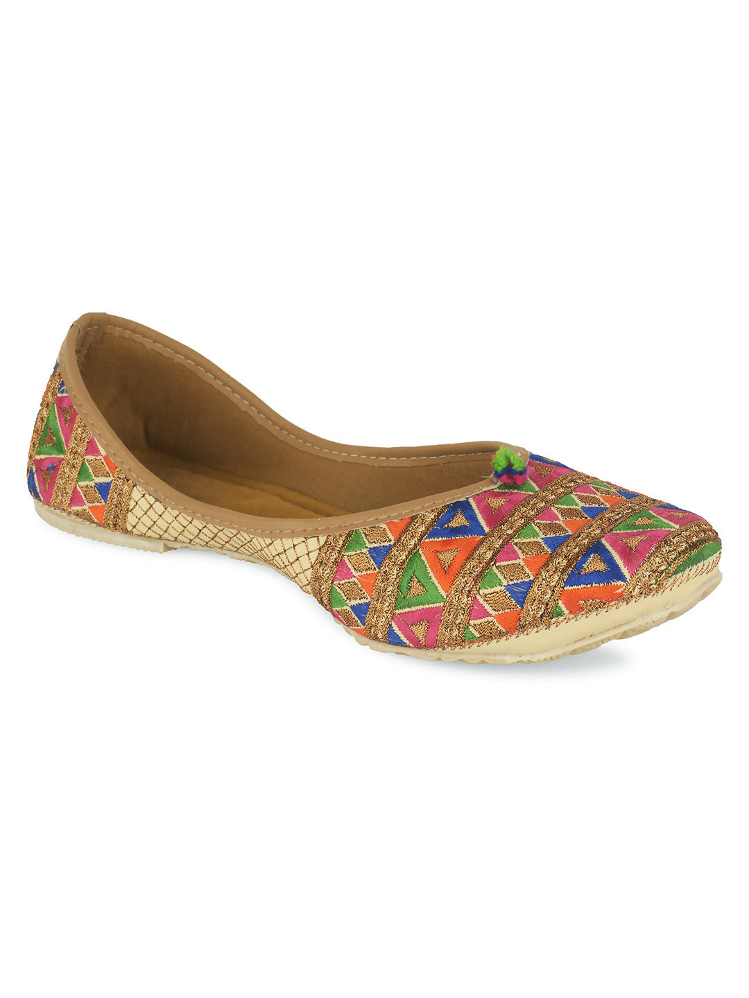 Desi Colour Women Indian Ethnic Footwear-Multi Zigzag