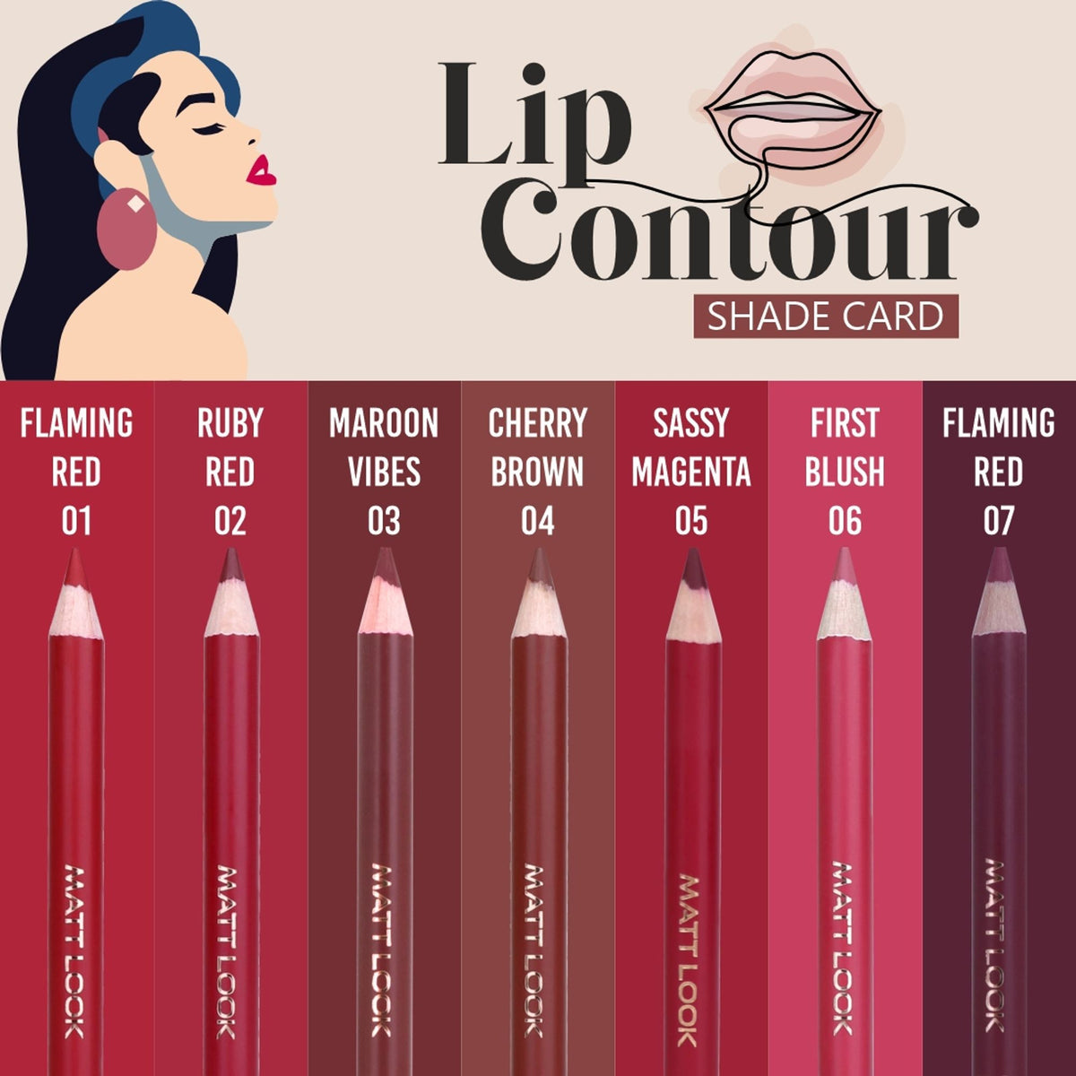 Matt Look Colorite Lip Contour Professional Matte Lip Color Pencil - Sizzling Red 17