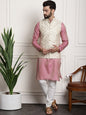 Sojanya Men Pink Ethnic Motifs Kurta with Pyjamas & Nehru Jacket