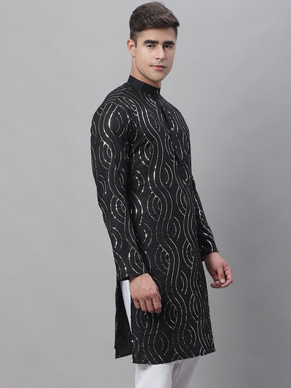 Sojanya Sequined Mandarin Collar Pure Cotton Kurta
