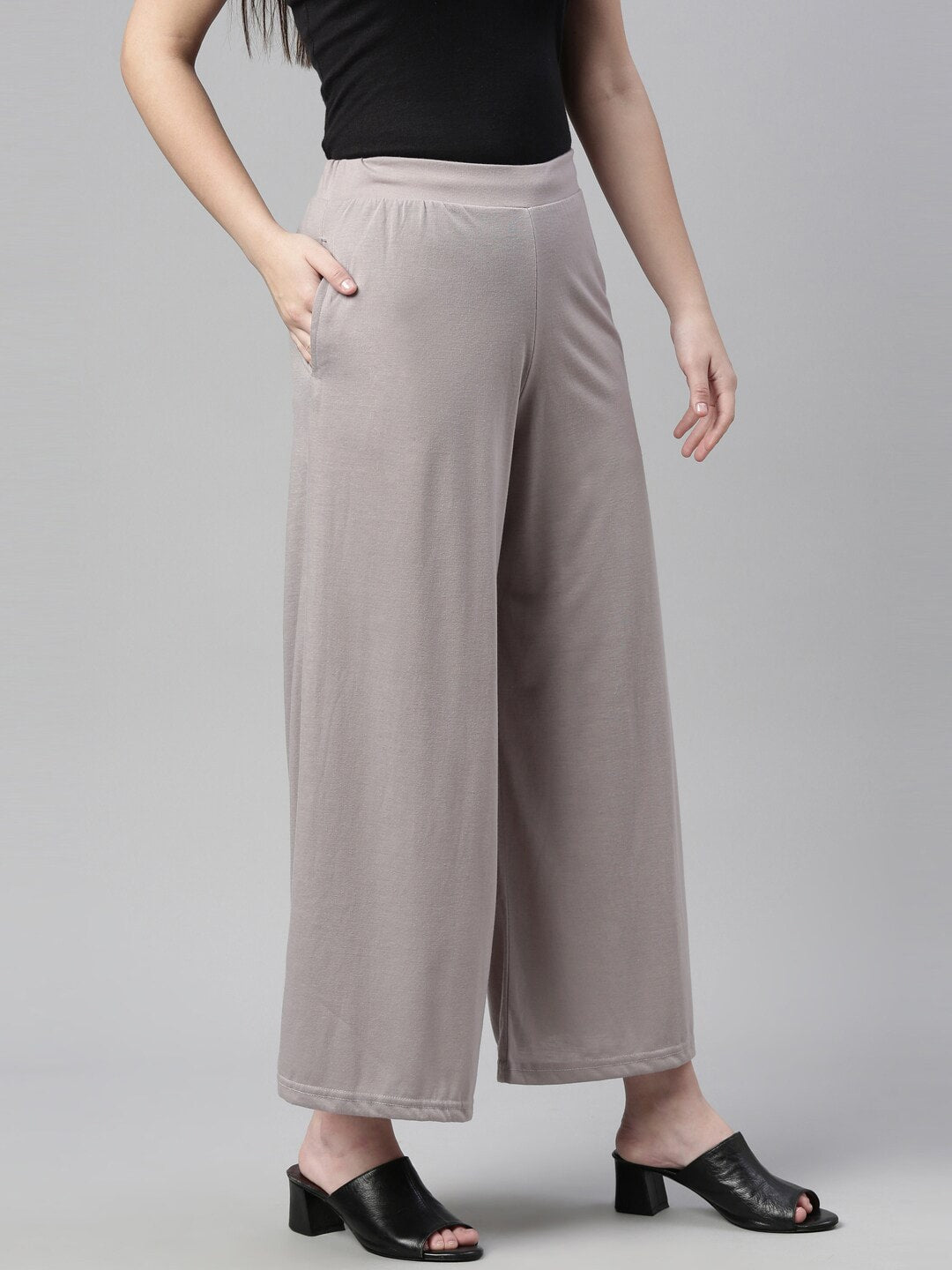 Souchii Grey Knitted Ethnic Palazzos