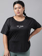 MKH Typography Printed Plus Size Drop Shoulder Sleeves Relaxed Fit Dri-FIT Sports T-shirt