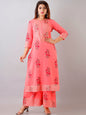 HERE&NOW Floral Printed Gotta Patti Regular Kurta with Palazzos