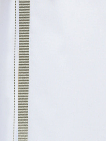 Ramraj Cotton Mens Cotton 3/ 4 " Silver Jari Dhoti - White