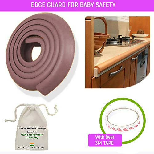 Safe-O-Kid Unique High Density 2 Mtr Long U - Shaped 2 Edge Guard Strips - Brown