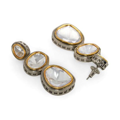 Kundan Earrings (Silver) - Ruby Raang