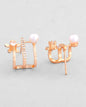 VOJ Gold-Polished Crystal Studded Stud Earrings