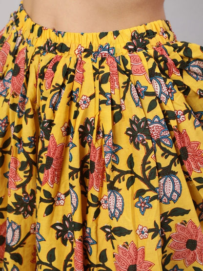 Aks Floral Printed Pure Cotton Kurti With Dhoti Pants