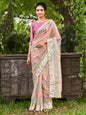 Tikhi Imli Peach Tie and Dye Gotta Patti Organza Saree