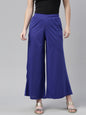 Souchii Women Navy Blue Knitted Palazzos