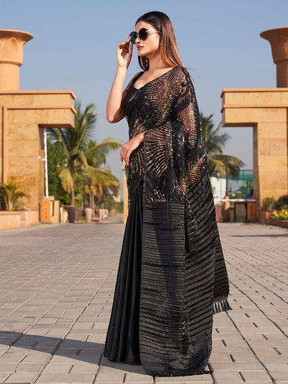 Tikhi Imli Sequinned Satin Saree