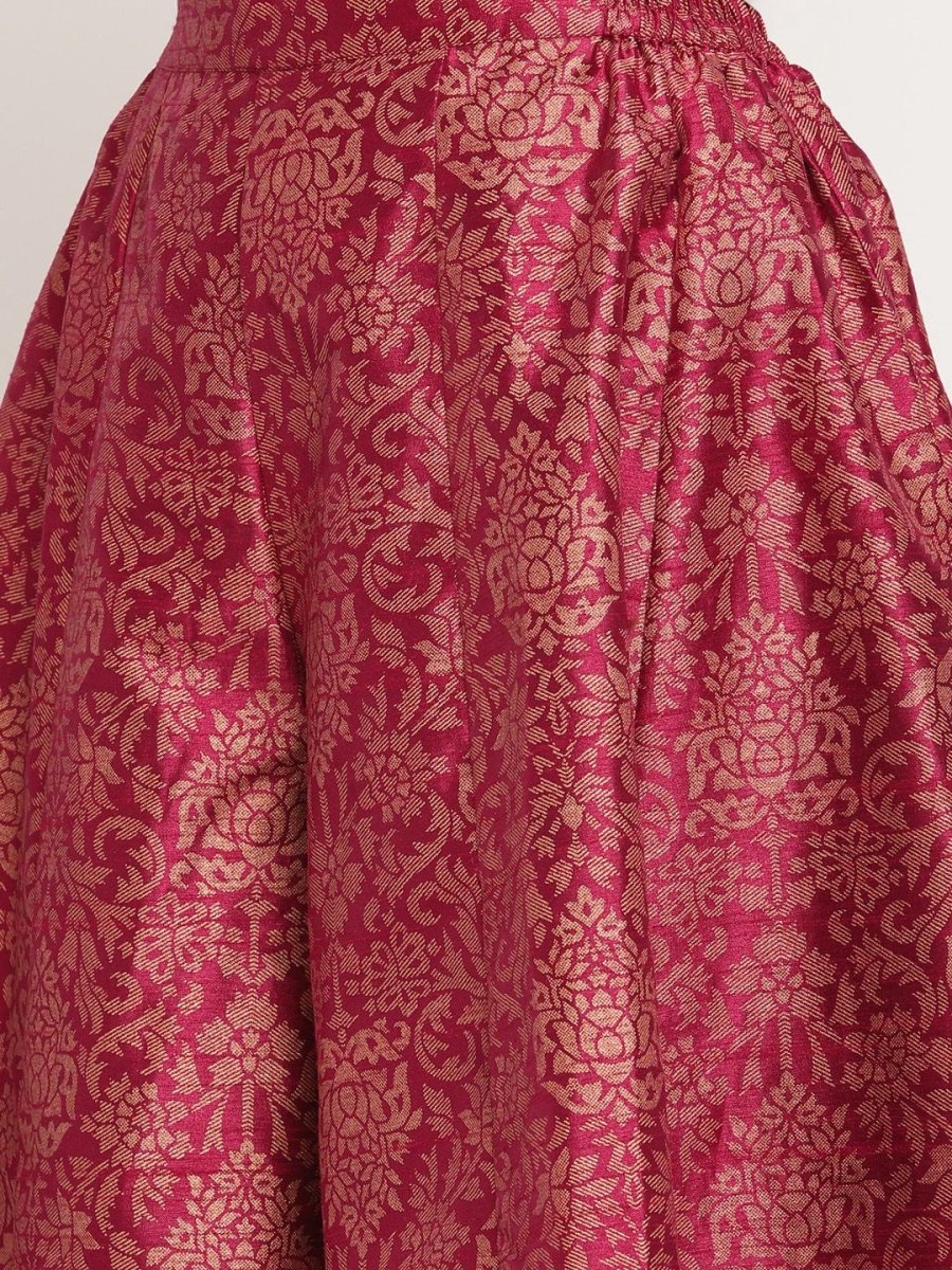 Ahalyaa Women Burgundy Floral Printed Regular Top with Palazzos
