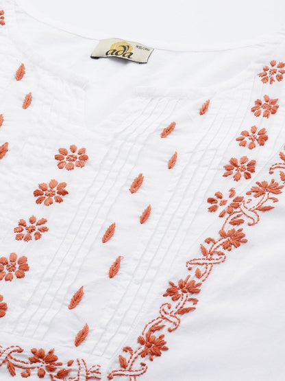 ADA Embroidered Chikankari Cotton Kurta