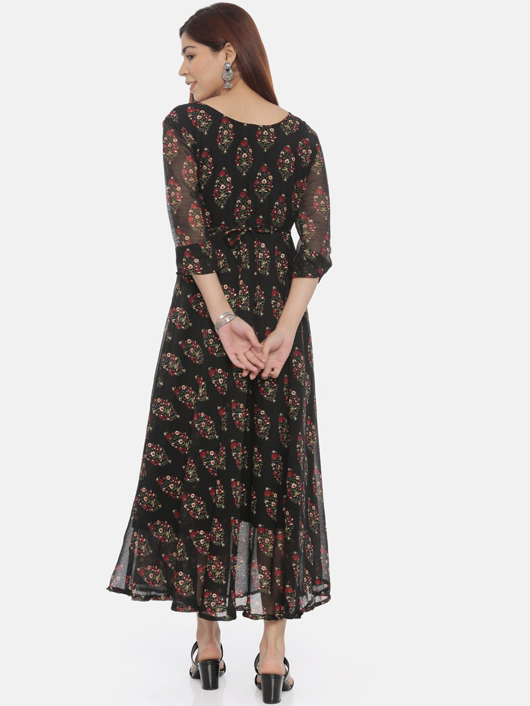 Souchii Women Black Printed Fit And Flare Beautiful Dress