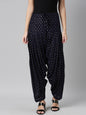 Souchii Navy Blue & Beige Woven-Design Pure Cotton Patiala