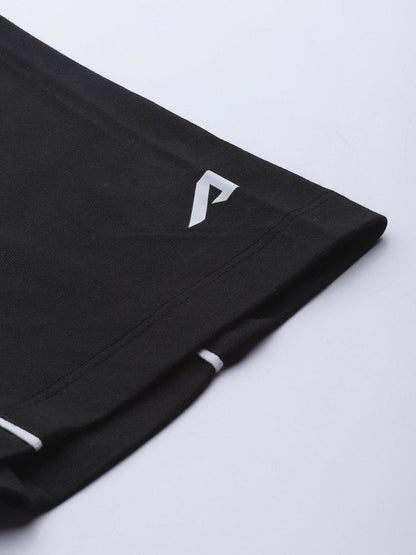 Alcis Men Black Solid Slim Fit Gym T-shirt