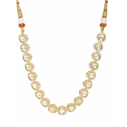 Kundan and Daimond Neckpiece in Brass (Gold) - Ruby Raang