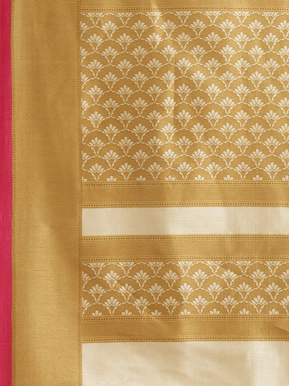 Saree Mall Beige & Pink Ethnic Motifs Print Saree