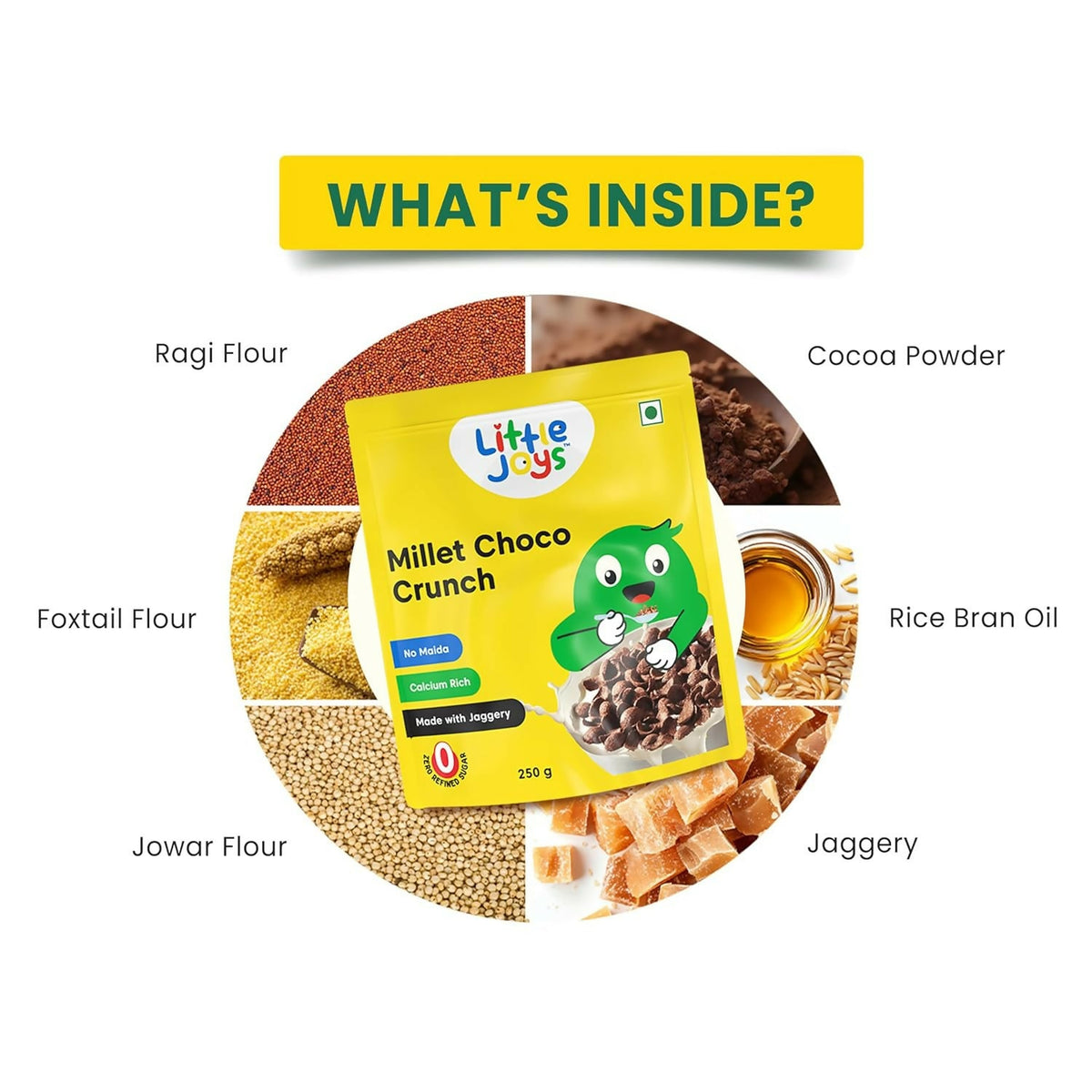 Little Joys Millet Choco Crunch Breakfast Cereal for Kids Made with Ragi, Jowar, Foxtail & Red Rice