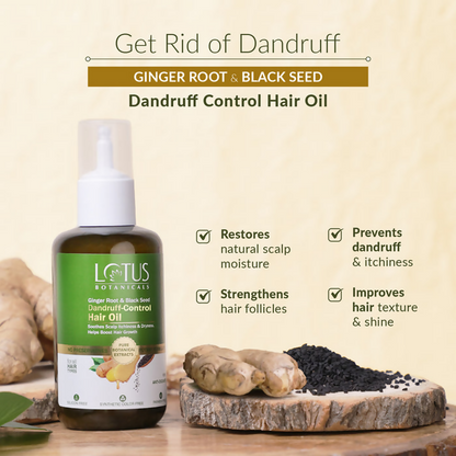 Lotus Botanicals Ginger Root & Black Seed Dandruff Control Hair Oil