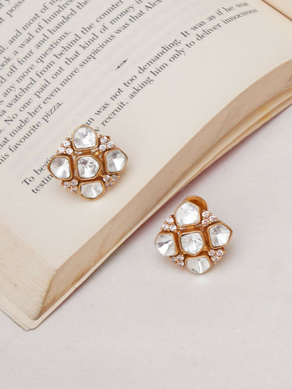 Kundan Studs (Gold) - Ruby Raang