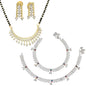 AanyaCentric Gold-Polished Mangalsutra Pendant Earring Set & Silver Plated Anklet