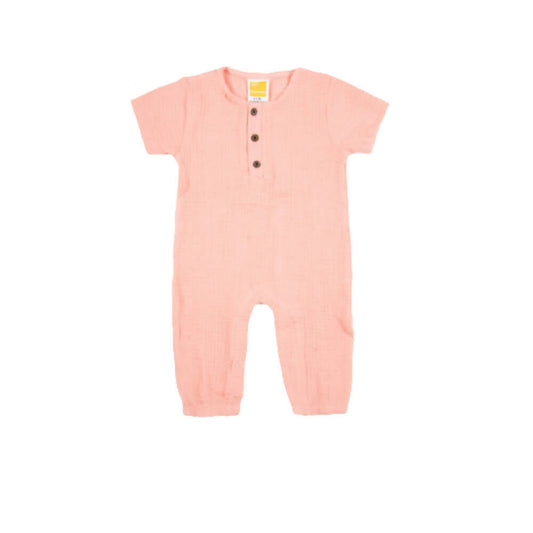 Sunshine Baby Cute Organic Muslin Cotton Babies Full Length Romper With Sleeve - Pink