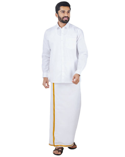 Ramraj Cotton Mens Full Sleeve Formal 100 % Cotton White Shirt