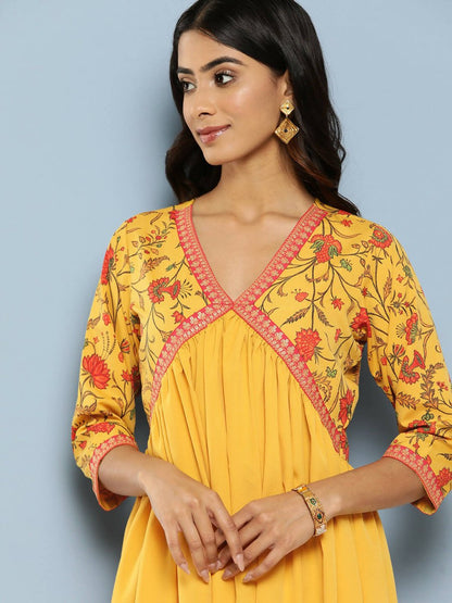 Ahalyaa Women's Traditional wear Ethnic Dress - Mustard