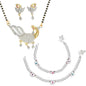AanyaCentric Gold-Polished Mangalsutra Pendant Earring Set & Silver Plated Anklet