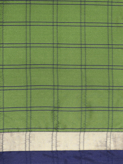 Saree Mall Green & Blue Checked Saree