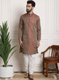 Sojanya Men Maroon & Off-White Woven Design Kurta with Churidar