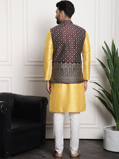 Sojanya Ethnic Motifs Printed Regular Kurta & Pyjamas With Nehru Jacket