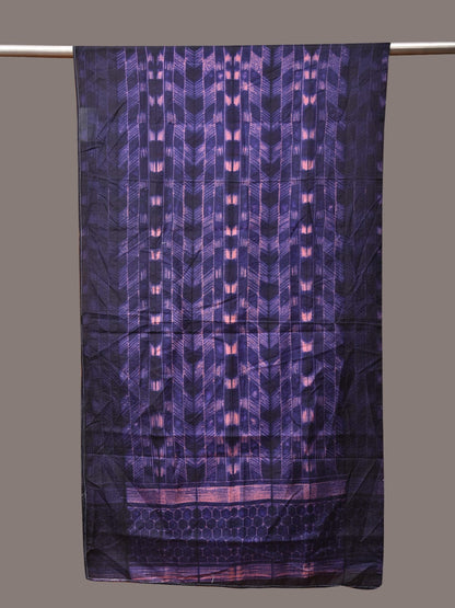 Dark Blue and Pink Shibori Silk Handloom Stole with Zig-Zag Design - Global Threads