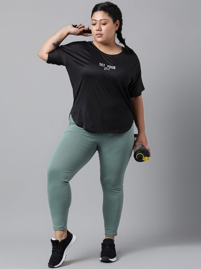 MKH Typography Printed Plus Size Drop Shoulder Sleeves Relaxed Fit Dri-FIT Sports T-shirt
