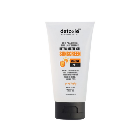 Detoxie Ultra Matte Sunscreen Gel Matte Finish Dry Tint Water & Sweat Resistant With Spf 50 Pa+++