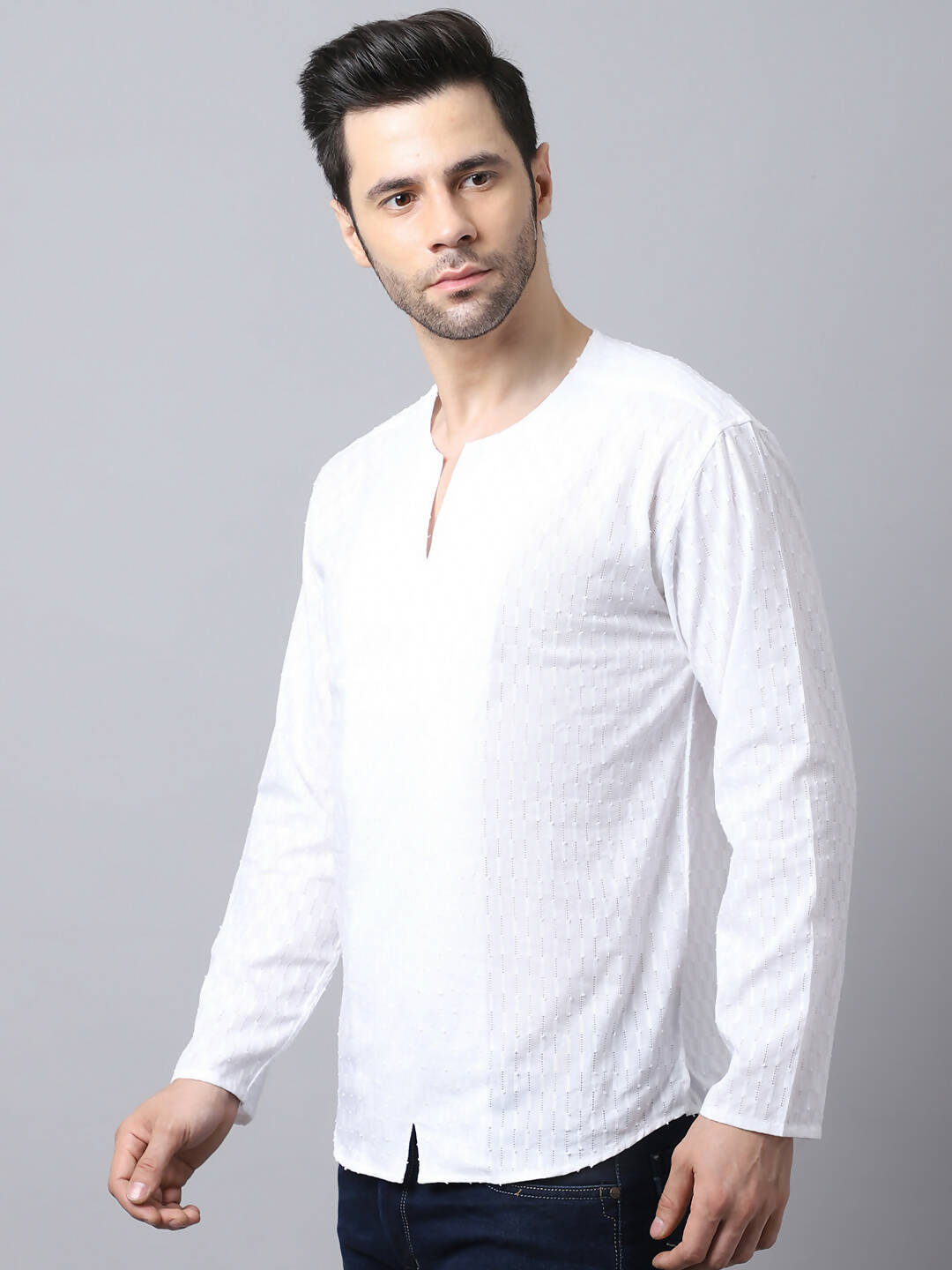 Even Apparels White Pure Cotton Embroided Men's Kurta (STR078)