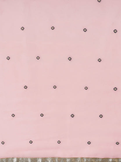 Saree Mall Pink & Navy Blue Embroidered Saree