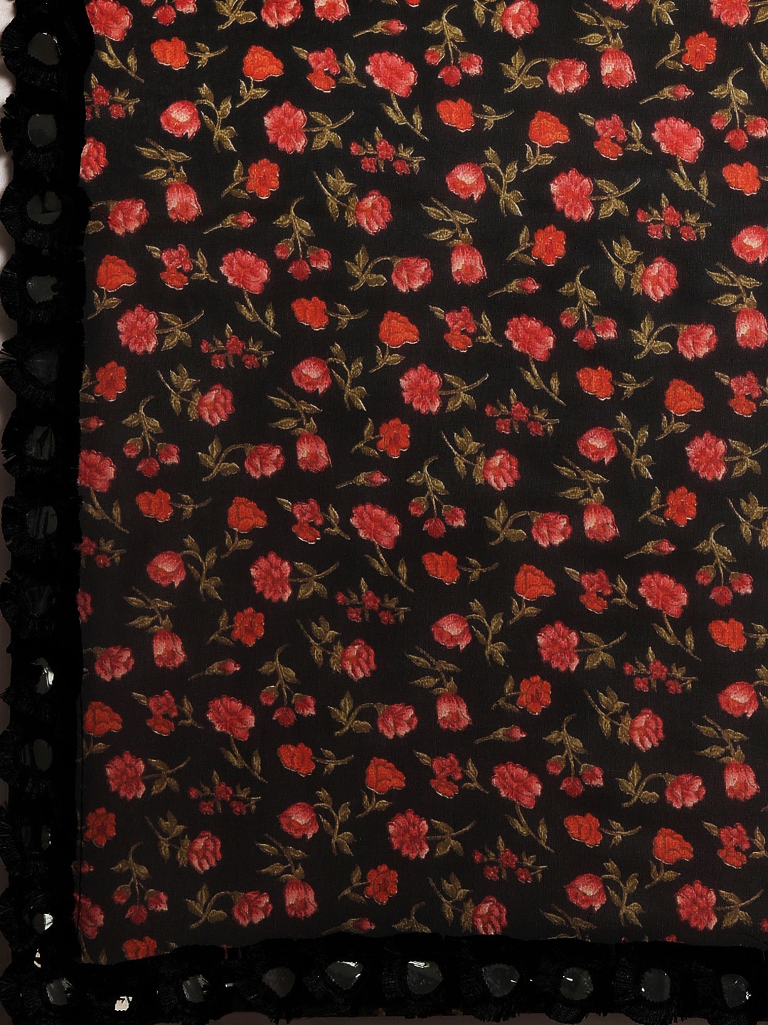 Tikhi Imli Black & Red Poly Georgette Printed Saree