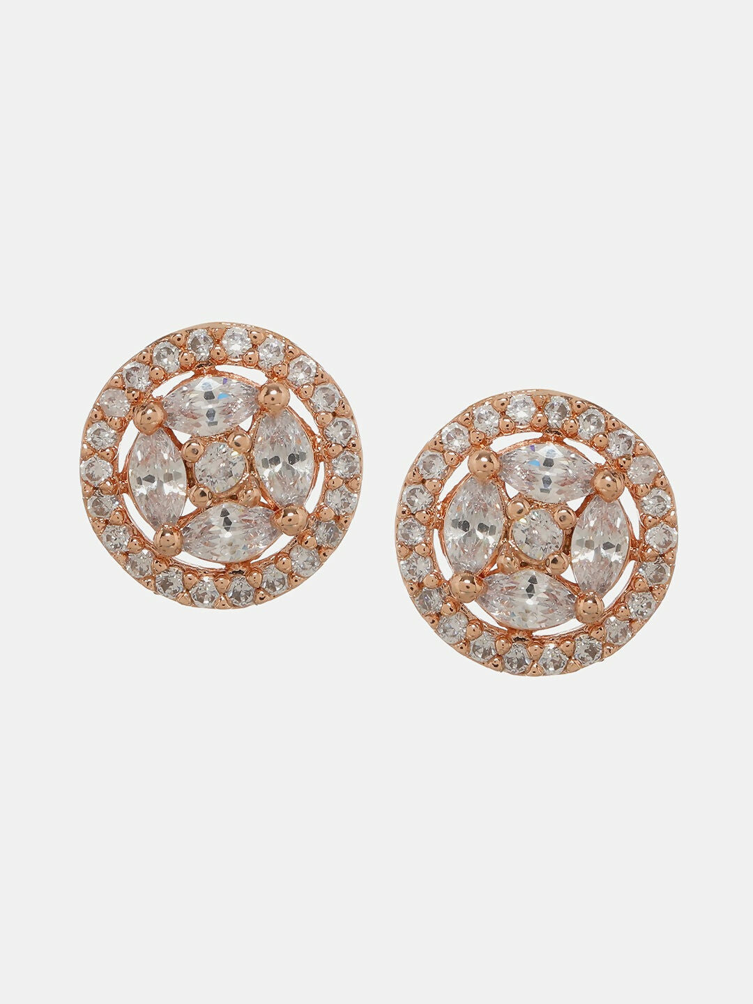 Round Rose Gold Diamond Studs- Ruby Raang