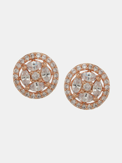 Round Rose Gold Diamond Studs- Ruby Raang