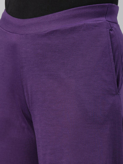 Souchii Women Purple Knitted Palazzos