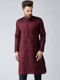 Sojanya Men Maroon Woven Design Straight Kurta