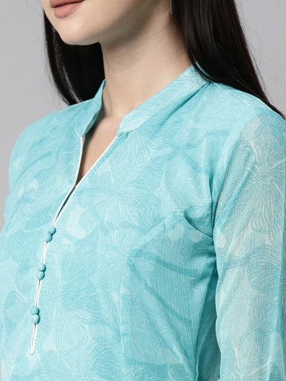 Souchii Women Floral Chiffon A-Line Midi Dress
