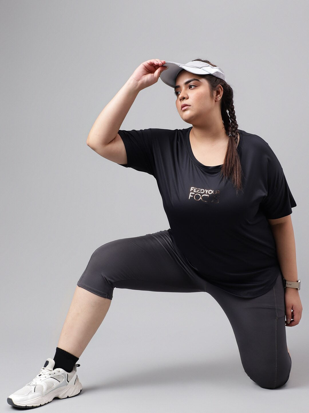 MKH Plus Size Typography Printed Relaxed Fit Dri-FIT T-shirt