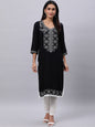 Souchii Black Ethnic Motifs Yoke Design Thread Work Grandeur & Majestic Artwork Kurta