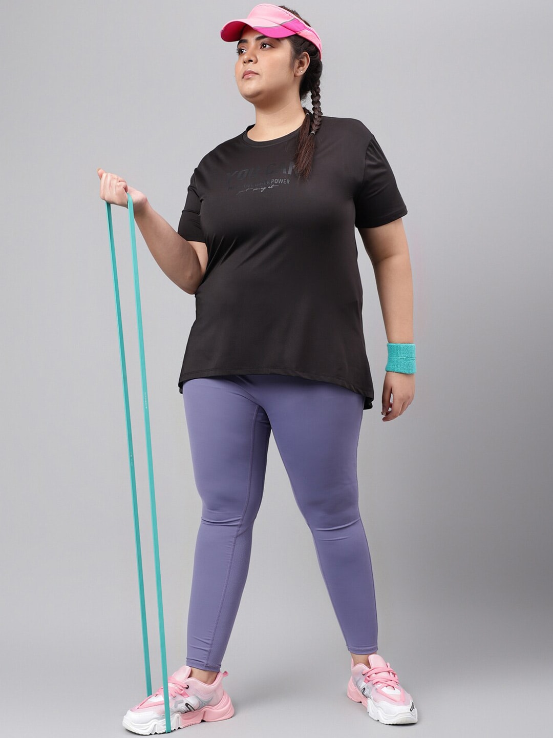MKH Plus Size Typography Printed Drop Shoulder Sleeves Relaxed Fit Dri-FIT Sports T-Shirt