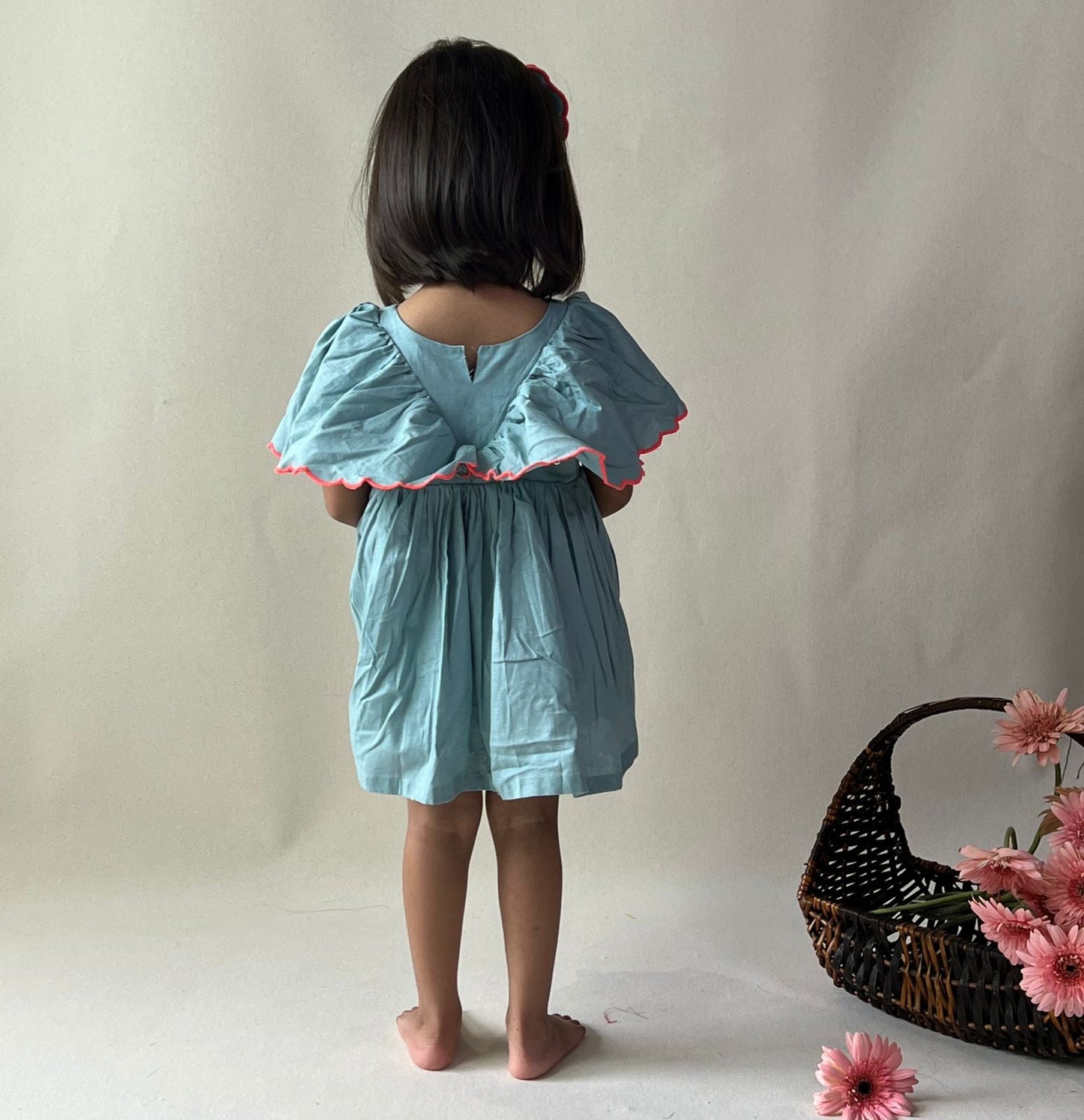 ArthLife Pale Blue Neon Embroidered Dress