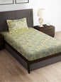 Story@home Cream-Coloured & Grey Floral Microfiber 180 TC Bedsheet & Pillow Cover