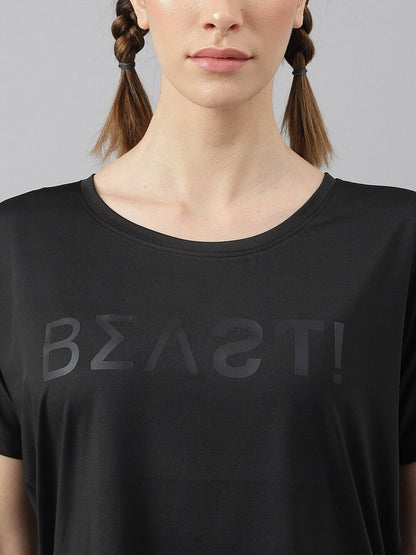 MKH Typography Printed Drop-Shoulder Sleeves Dri-FIT Sports T-shirt